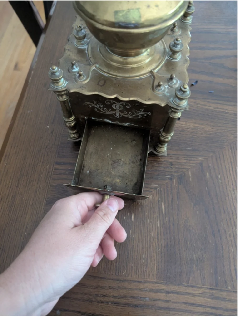 Vintage Brass Coffee Grinder Mill Hand Crank Turkish Spice Grinder, Coffee Grind